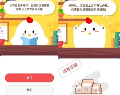 小鸡宝宝考考你,目前我国使用的结婚证上的花是什么花 2020年9月16日蚂蚁庄园小课堂答案