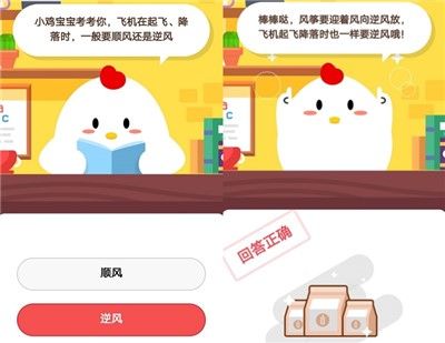 小鸡宝宝考考你,飞机在起飞、降落时,一般要顺风还是逆风 2020年10月18日蚂蚁庄园小课堂答案