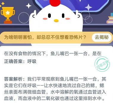 在没有食物的情况下鱼儿嘴巴一张一合是在 蚂蚁庄园11月23日庄园小课堂答案