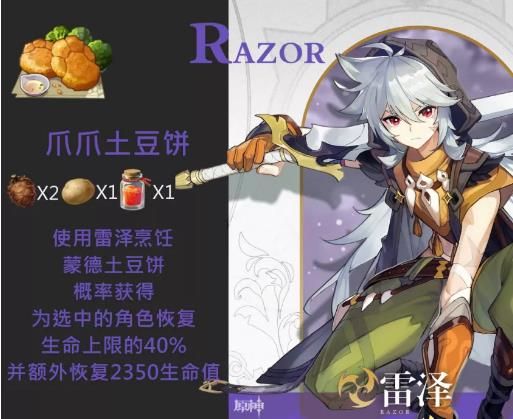 原神雷泽特殊料理是什么 原神雷泽特殊食物及效果介绍